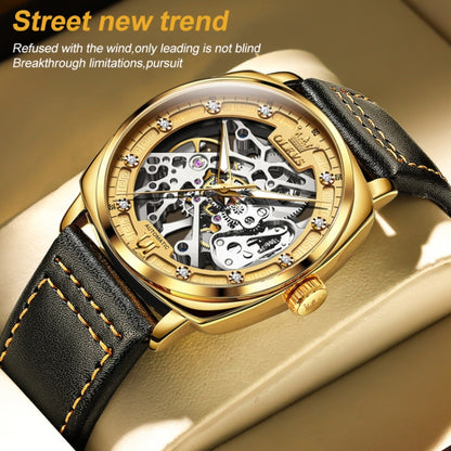 OLEVS 6651 Men Luminous Waterproof Hollow นาฬิกาจักรกล