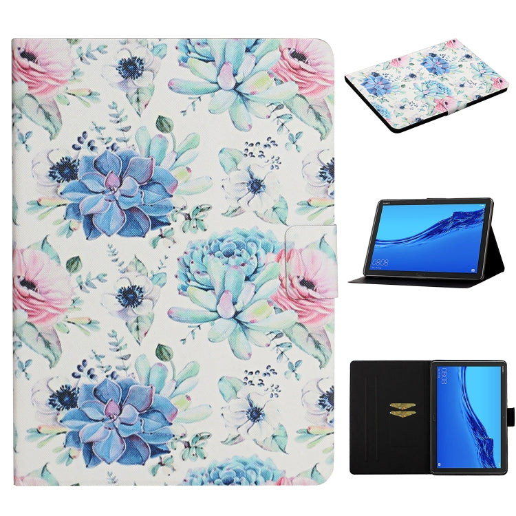 ซองหนังพลิกแนวนอนลายดอกไม้พร้อมช่องเสียบการ์ดและตัวยึด, For Huawei MediaPad M5 lite 10.1, For Huawei MediaPad T5, For Lenovo Tab M10, For Lenovo Tab M10 Plus, For Samsung Galaxy Tab A 8.0 2019, For Samsung Galaxy Tab A 10.1 (2019)                      ...