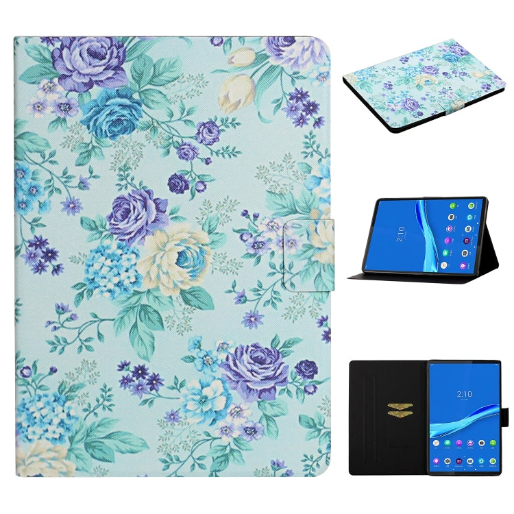 ซองหนังพลิกแนวนอนลายดอกไม้พร้อมช่องเสียบการ์ดและตัวยึด, For Huawei MediaPad M5 lite 10.1, For Huawei MediaPad T5, For Lenovo Tab M10, For Lenovo Tab M10 Plus, For Samsung Galaxy Tab A 8.0 2019, For Samsung Galaxy Tab A 10.1 (2019)                      ...