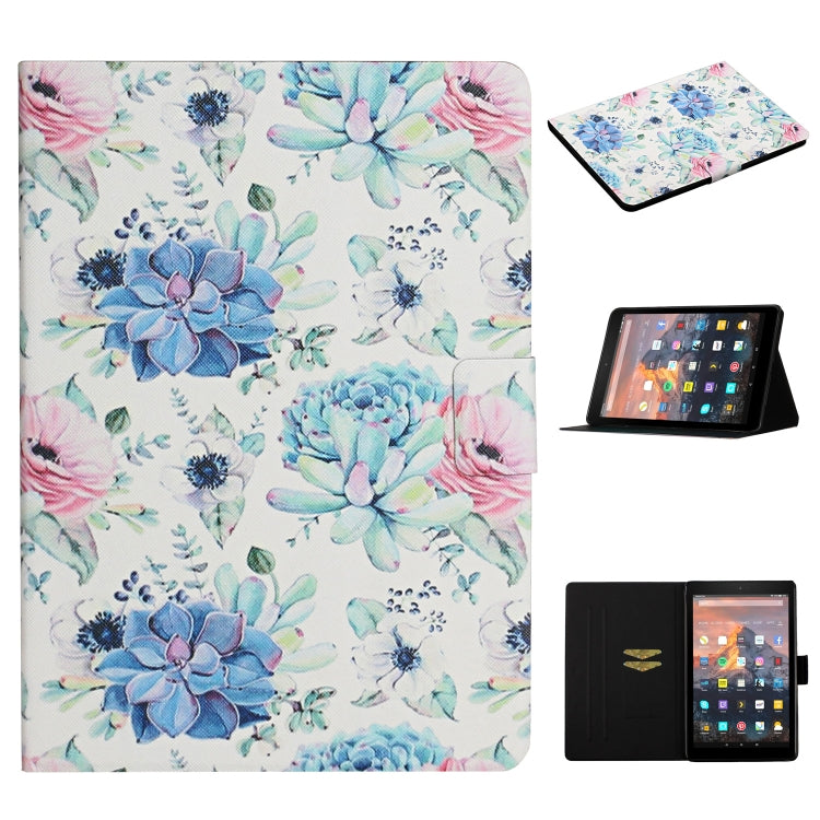 ซองหนังพลิกแนวนอนลายดอกไม้พร้อมช่องเสียบการ์ดและตัวยึด, For Samsung Galaxy Tab S6, For Amazon Kindle Fire 7 (2019), For Amazon Kindle Fire HD 8 (2020), For Amazon Kindle Fire HD 10, For iPad 5, For iPad 10.2, For iPad Pro 10.5 inch, For iPad Pro 11 2020