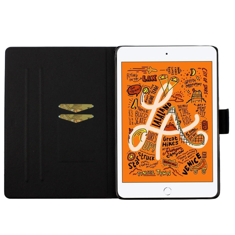 ซองหนังพลิกแนวนอนลายดอกไม้พร้อมช่องเสียบการ์ดและตัวยึด, For iPad Mini 2019, For iPad Mini 4 & 3 & 2 & 1