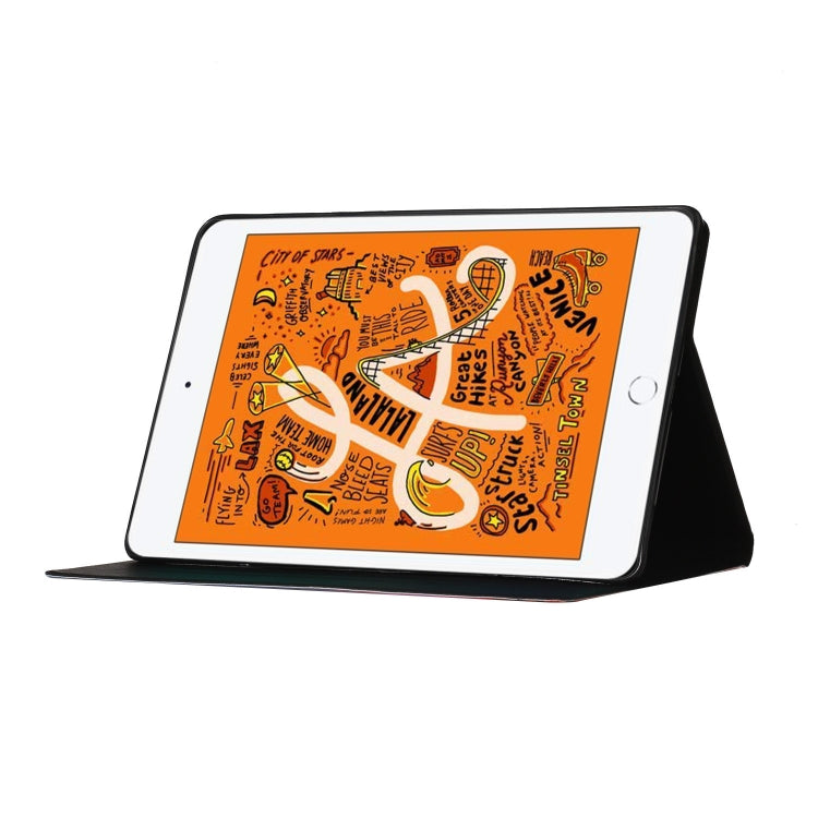 ซองหนังพลิกแนวนอนลายดอกไม้พร้อมช่องเสียบการ์ดและตัวยึด, For iPad Mini 2019, For iPad Mini 4 & 3 & 2 & 1