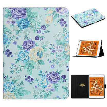 ซองหนังพลิกแนวนอนลายดอกไม้พร้อมช่องเสียบการ์ดและตัวยึด, For iPad Mini 2019, For iPad Mini 4 & 3 & 2 & 1