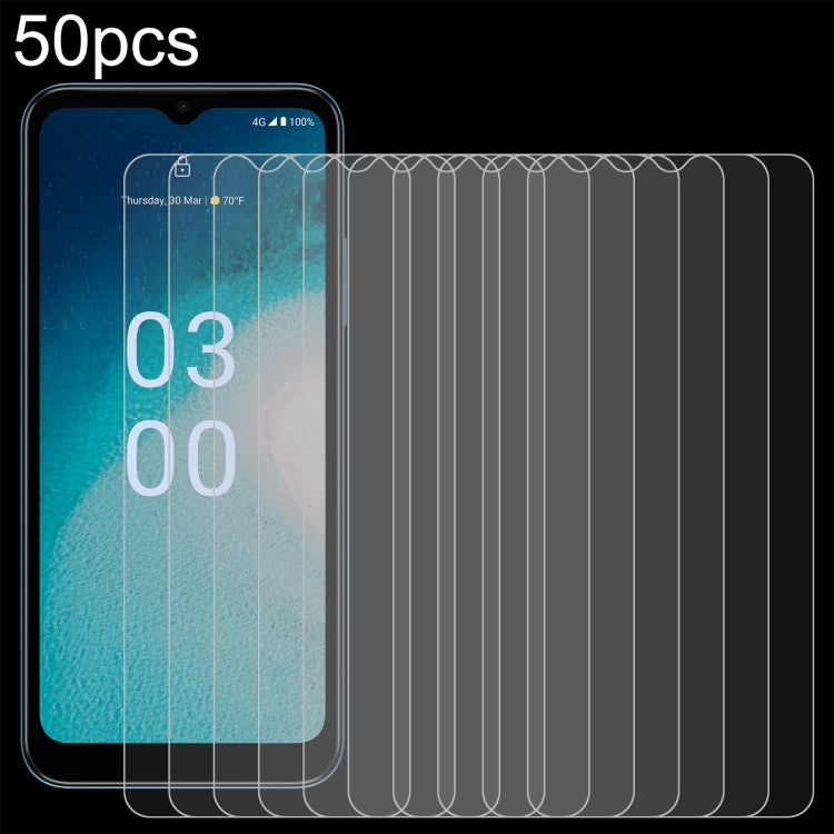 50 ชิ้น 0.26 มม. 9H 2.5D ฟิล์มกระจกนิรภัย, For Nokia C50 5G, For Nokia C210, For Nokia G310, For Nokia G42, For Nokia C110, For Nokia C300
