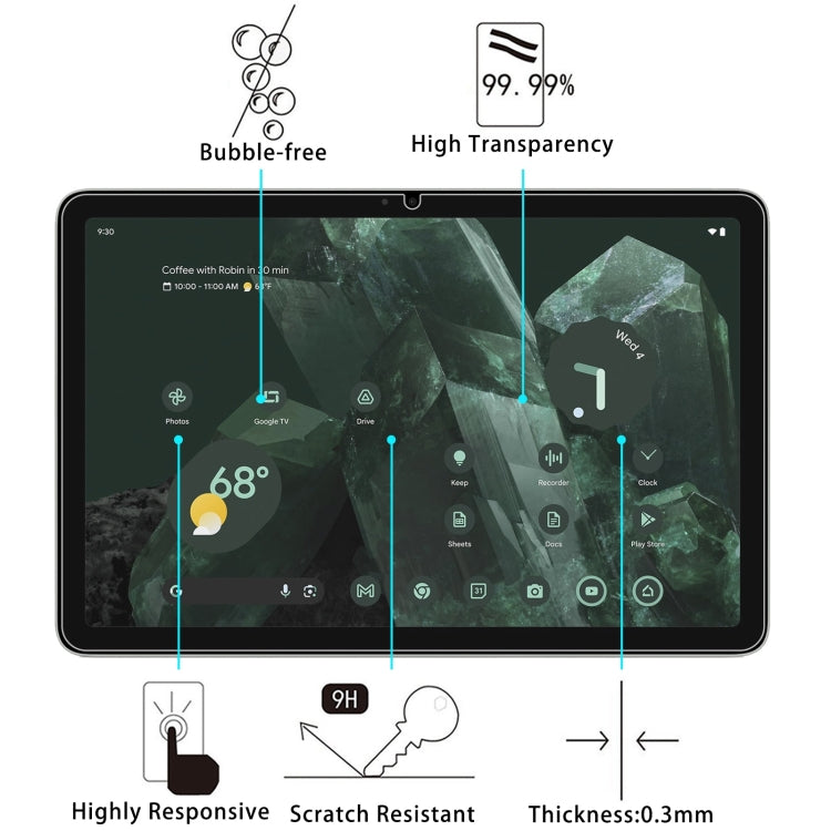 ฟิล์มกระจกนิรภัยป้องกันการระเบิด 2 ชิ้น 9H 0.3 มม, For Google Pixel Tablet 2 11, For Doogee T30 Pro / Google Pixel Tablet (2pcs)