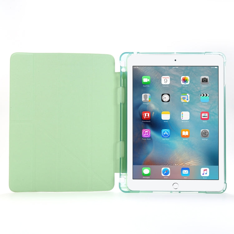 ซองหนังพลิกแนวนอนเปลี่ยนรูปถุงลมนิรภัยพร้อมตัวยึดและที่วางปากกา, For iPad 9.7 (2018) & (2017), For iPad Air 2