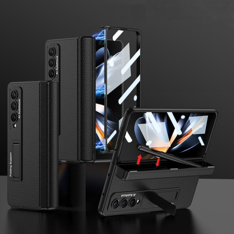GKK ซองใส่โทรศัพท์หนังบานพับพับในตัวพร้อมตัวยึด, For Samsung Galaxy Z Fold4