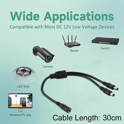 5.5 x 2.1 มม. หญิงกับชายปลั๊กไฟ DC แยกสายไฟอะแดปเตอร์, 30cm, 70cm