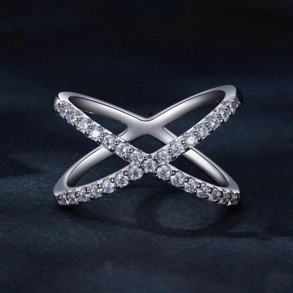 S925 เงินสเตอร์ลิงชุบทองคำขาวสองชั้นประดับมือแหวน Moissanite, MSR036-8