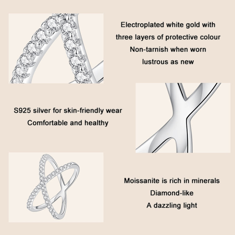 S925 เงินสเตอร์ลิงชุบทองคำขาวสองชั้นประดับมือแหวน Moissanite, MSR036-8