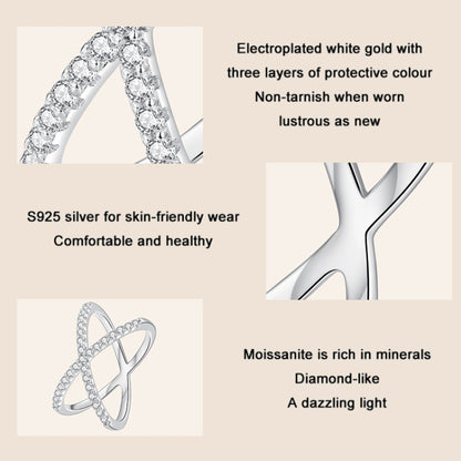 S925 เงินสเตอร์ลิงชุบทองคำขาวสองชั้นประดับมือแหวน Moissanite, MSR036-8
