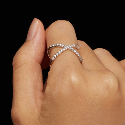 S925 เงินสเตอร์ลิงชุบทองคำขาวสองชั้นประดับมือแหวน Moissanite, MSR036-8