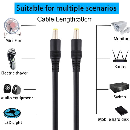 ปลั๊กไฟ DC 5.5 x 2.5 มม. สายเชื่อมต่ออะแดปเตอร์ชายกับชาย, 50cm, 1m, 1.5m