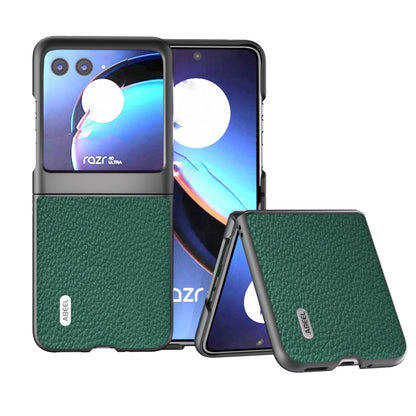ABEEL เคสโทรศัพท์หนังแท้ลายลิ้นจี่, For Motorola Razr 60 Ultra, For Motorola Razr 40, For Motorola Razr 40 Ultra