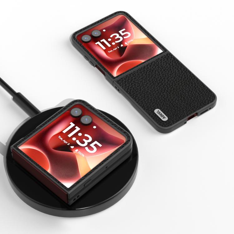 ABEEL เคสโทรศัพท์หนังแท้ลายลิ้นจี่, For Motorola Razr 60 Ultra, For Motorola Razr 40, For Motorola Razr 40 Ultra