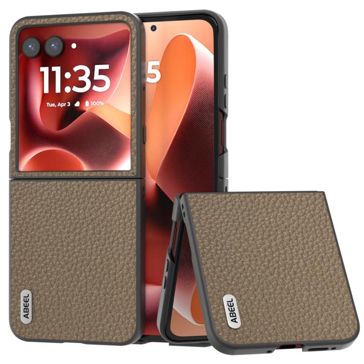 ABEEL เคสโทรศัพท์หนังแท้ลายลิ้นจี่, For Motorola Razr 60 Ultra, For Motorola Razr 40, For Motorola Razr 40 Ultra