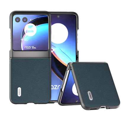 ABEEL หนังแท้ + เคสโทรศัพท์เนื้อ PC Litchi, For Motorola Razr 60 Ultra, For Motorola Razr 40, For Motorola Razr 40 Ultra