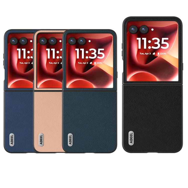 ABEEL หนังแท้ + เคสโทรศัพท์เนื้อ PC Litchi, For Motorola Razr 60 Ultra, For Motorola Razr 40, For Motorola Razr 40 Ultra