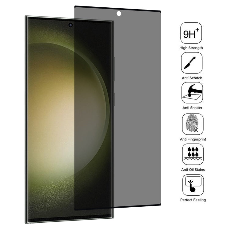 Ultrathin 3D Curved Edge Privacy ฟิล์มกระจกนิรภัย, รองรับการปลดล็อค, For Samsung Galaxy S23 Ultra 5G, For Samsung Galaxy S23+ 5G, For Samsung Galaxy S23 5G