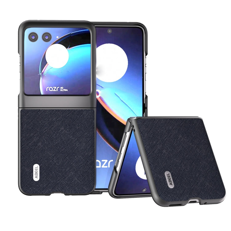 เคสโทรศัพท์หนังแท้ ABEEL Cross Texture, For Motorola Razr 60 Ultra, For Motorola Razr 40, For Motorola Razr 40 Ultra