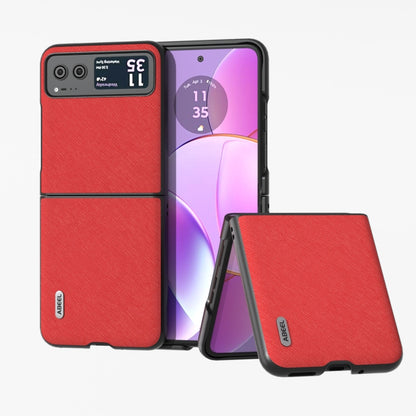 เคสโทรศัพท์หนังแท้ ABEEL Cross Texture, For Motorola Razr 60 Ultra, For Motorola Razr 40, For Motorola Razr 40 Ultra