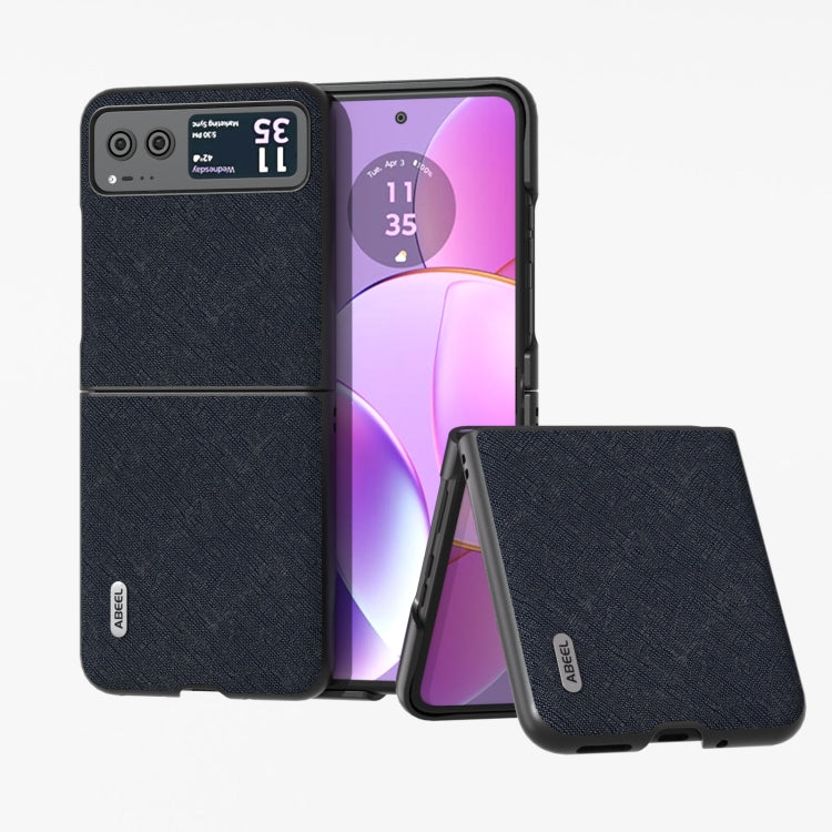 เคสโทรศัพท์หนังแท้ ABEEL Cross Texture, For Motorola Razr 60 Ultra, For Motorola Razr 40, For Motorola Razr 40 Ultra