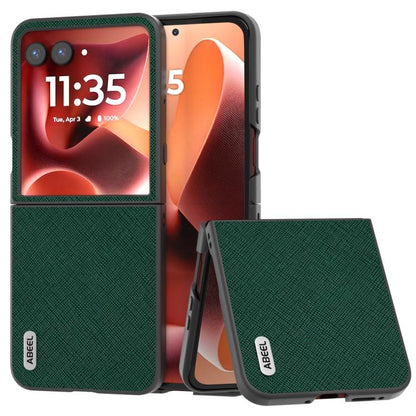 เคสโทรศัพท์หนังแท้ ABEEL Cross Texture, For Motorola Razr 60 Ultra, For Motorola Razr 40, For Motorola Razr 40 Ultra