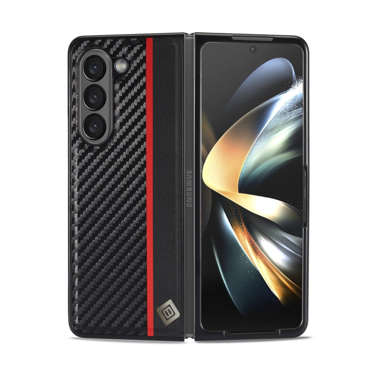 LC.IMEEKE คาร์บอนไฟเบอร์ PU + TPU เคสโทรศัพท์หนังพลิกแนวนอน, For Samsung Galaxy Z Fold5, For Samsung Galaxy Z Flip5