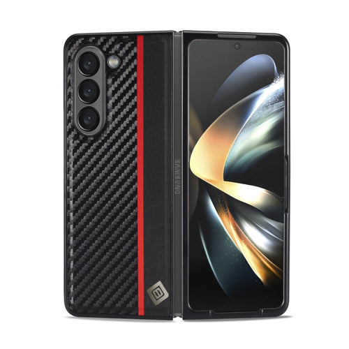 LC.IMEEKE คาร์บอนไฟเบอร์ PU + TPU เคสโทรศัพท์หนังพลิกแนวนอน, For Samsung Galaxy Z Fold5, For Samsung Galaxy Z Flip5