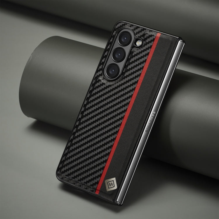 LC.IMEEKE คาร์บอนไฟเบอร์ PU + TPU เคสโทรศัพท์หนังพลิกแนวนอน, For Samsung Galaxy Z Fold5, For Samsung Galaxy Z Flip5