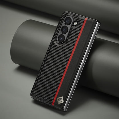 LC.IMEEKE คาร์บอนไฟเบอร์ PU + TPU เคสโทรศัพท์หนังพลิกแนวนอน, For Samsung Galaxy Z Fold5, For Samsung Galaxy Z Flip5