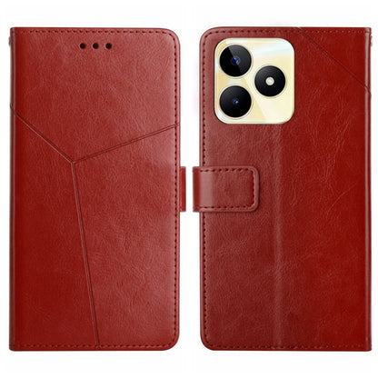 HT01 เคสโทรศัพท์หนังพลิกลายรูปตัว Y, For Realme 12+ Global, For Realme 12 Pro/12 Pro+ Global, For Realme C67 4G, For Realme 11 5G Global, For Realme C53, For Realme 11 4G Global, For Realme C65 4G