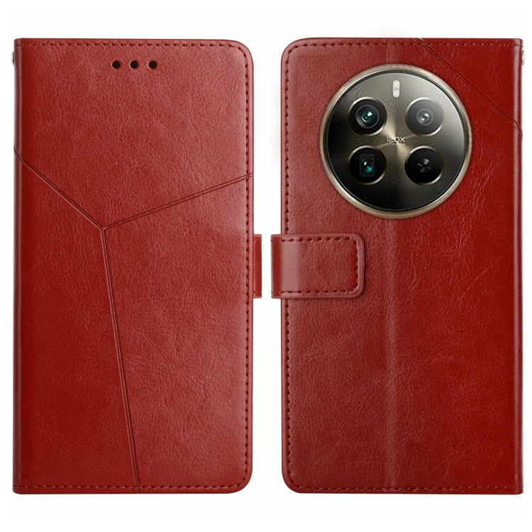 HT01 เคสโทรศัพท์หนังพลิกลายรูปตัว Y, For Realme 12+ Global, For Realme 12 Pro/12 Pro+ Global, For Realme C67 4G, For Realme 11 5G Global, For Realme C53, For Realme 11 4G Global, For Realme C65 4G