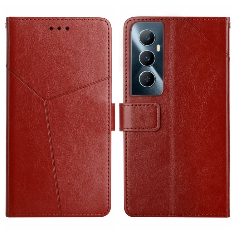 HT01 เคสโทรศัพท์หนังพลิกลายรูปตัว Y, For Realme 12+ Global, For Realme 12 Pro/12 Pro+ Global, For Realme C67 4G, For Realme 11 5G Global, For Realme C53, For Realme 11 4G Global, For Realme C65 4G