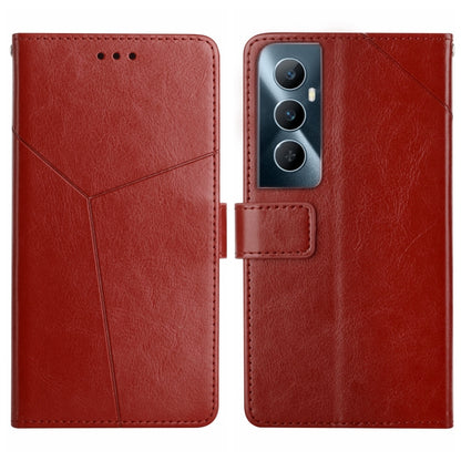 HT01 เคสโทรศัพท์หนังพลิกลายรูปตัว Y, For Realme 12+ Global, For Realme 12 Pro/12 Pro+ Global, For Realme C67 4G, For Realme 11 5G Global, For Realme C53, For Realme 11 4G Global, For Realme C65 4G