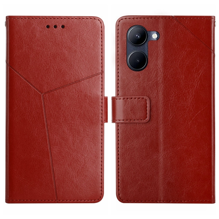 HT01 เคสโทรศัพท์หนังพลิกลายรูปตัว Y, For vivo Y03 4G, For vivo Y200e / Y100 IDN / V30 Lite India 5G, For vivo Y78+