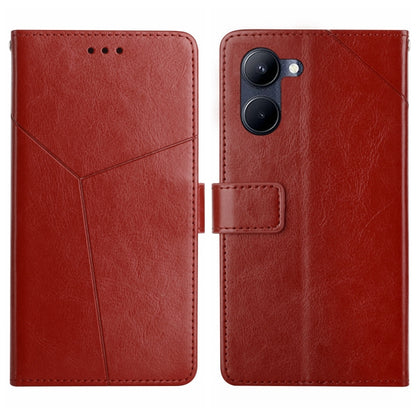 HT01 เคสโทรศัพท์หนังพลิกลายรูปตัว Y, For vivo Y03 4G, For vivo Y200e / Y100 IDN / V30 Lite India 5G, For vivo Y78+