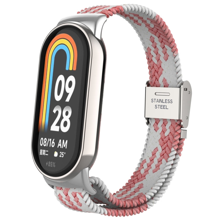 หัวโลหะ + สายนาฬิกาหัวเข็มขัดเหล็กถักไนลอนปรับได้, For Xiaomi Mi Band 8