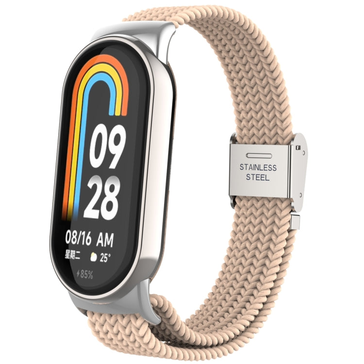 หัวโลหะ + สายนาฬิกาหัวเข็มขัดเหล็กถักไนลอนปรับได้, For Xiaomi Mi Band 8