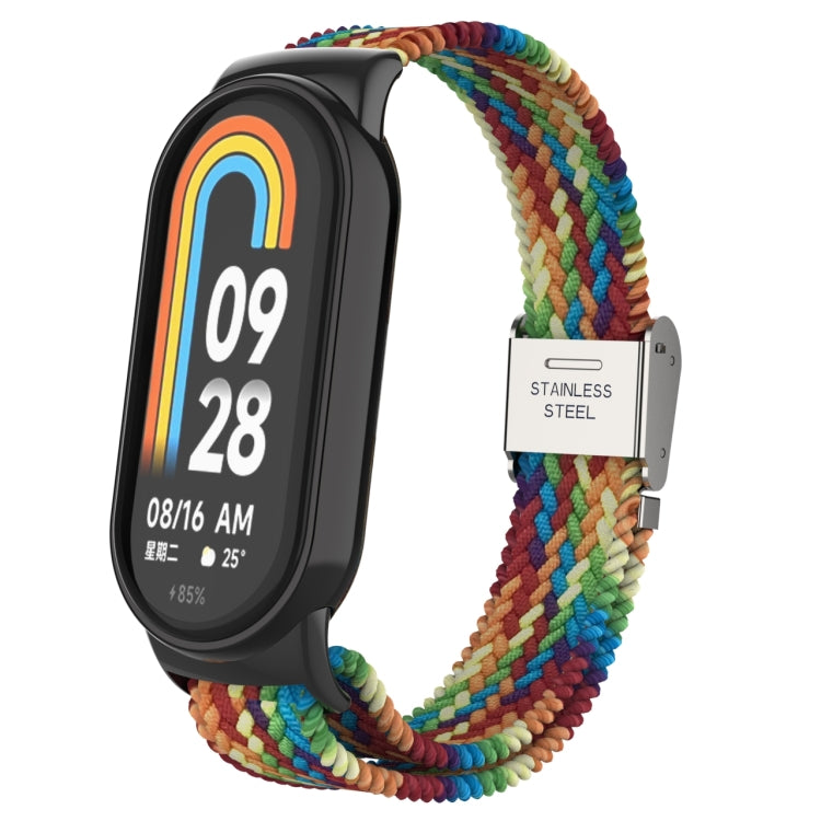 หัวโลหะ + สายนาฬิกาหัวเข็มขัดเหล็กถักไนลอนปรับได้, For Xiaomi Mi Band 8
