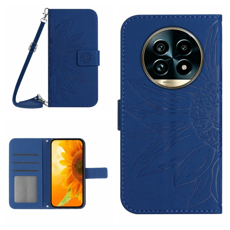 Skin Feel Sun Flower เคสโทรศัพท์หนังพลิกลายนูนพร้อมเชือกเส้นเล็ก, For Realme C75 4G, For Realme 13+ 5G Global, For Realme 13 Pro 5G / 13 Pro+ 5G, For Realme C63 5G