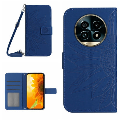 Skin Feel Sun Flower เคสโทรศัพท์หนังพลิกลายนูนพร้อมเชือกเส้นเล็ก, For Realme C75 4G, For Realme 13+ 5G Global, For Realme 13 Pro 5G / 13 Pro+ 5G, For Realme C63 5G