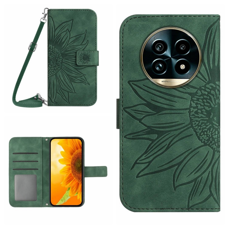 Skin Feel Sun Flower เคสโทรศัพท์หนังพลิกลายนูนพร้อมเชือกเส้นเล็ก, For Realme C75 4G, For Realme 13+ 5G Global, For Realme 13 Pro 5G / 13 Pro+ 5G, For Realme C63 5G