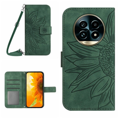 Skin Feel Sun Flower เคสโทรศัพท์หนังพลิกลายนูนพร้อมเชือกเส้นเล็ก, For Realme C75 4G, For Realme 13+ 5G Global, For Realme 13 Pro 5G / 13 Pro+ 5G, For Realme C63 5G