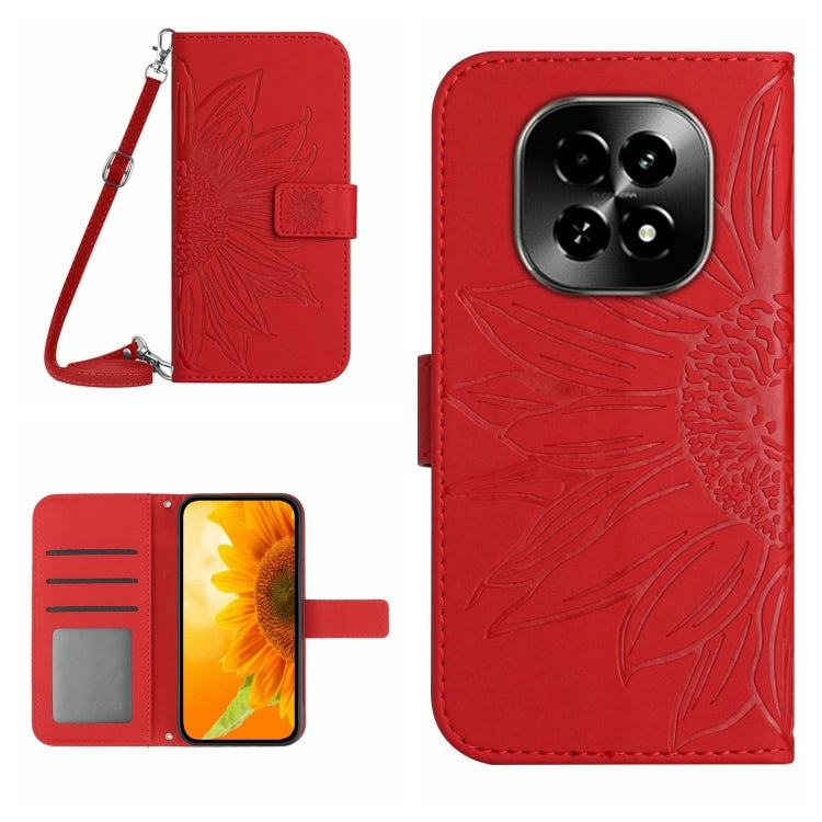 Skin Feel Sun Flower เคสโทรศัพท์หนังพลิกลายนูนพร้อมเชือกเส้นเล็ก, For Realme C75 4G, For Realme 13+ 5G Global, For Realme 13 Pro 5G / 13 Pro+ 5G, For Realme C63 5G