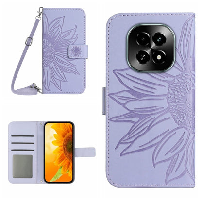 Skin Feel Sun Flower เคสโทรศัพท์หนังพลิกลายนูนพร้อมเชือกเส้นเล็ก, For Realme C75 4G, For Realme 13+ 5G Global, For Realme 13 Pro 5G / 13 Pro+ 5G, For Realme C63 5G