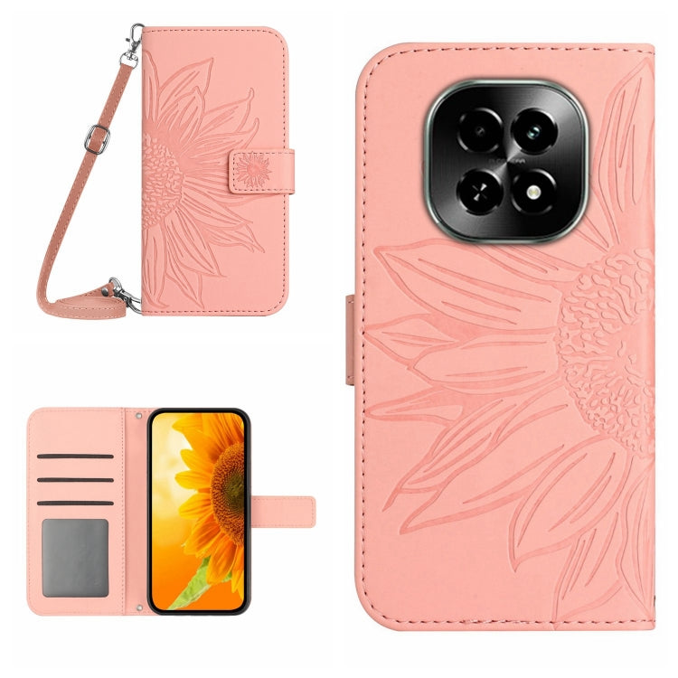 Skin Feel Sun Flower เคสโทรศัพท์หนังพลิกลายนูนพร้อมเชือกเส้นเล็ก, For Realme C75 4G, For Realme 13+ 5G Global, For Realme 13 Pro 5G / 13 Pro+ 5G, For Realme C63 5G