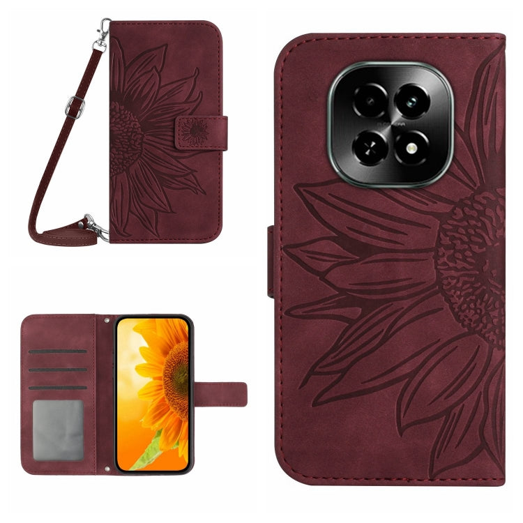 Skin Feel Sun Flower เคสโทรศัพท์หนังพลิกลายนูนพร้อมเชือกเส้นเล็ก, For Realme C75 4G, For Realme 13+ 5G Global, For Realme 13 Pro 5G / 13 Pro+ 5G, For Realme C63 5G