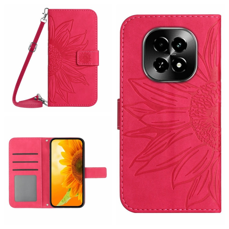 Skin Feel Sun Flower เคสโทรศัพท์หนังพลิกลายนูนพร้อมเชือกเส้นเล็ก, For Realme C75 4G, For Realme 13+ 5G Global, For Realme 13 Pro 5G / 13 Pro+ 5G, For Realme C63 5G
