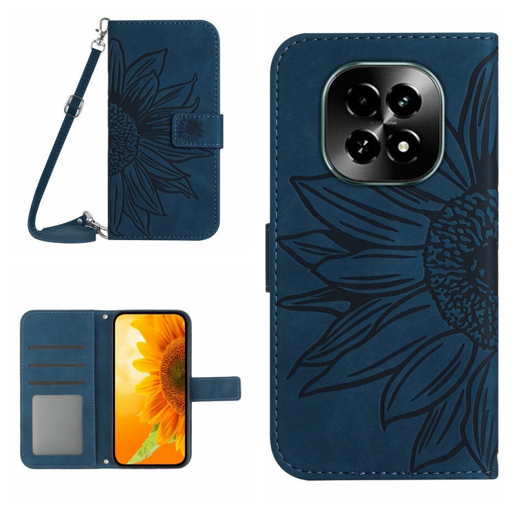 Skin Feel Sun Flower เคสโทรศัพท์หนังพลิกลายนูนพร้อมเชือกเส้นเล็ก, For Realme C75 4G, For Realme 13+ 5G Global, For Realme 13 Pro 5G / 13 Pro+ 5G, For Realme C63 5G